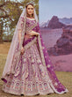 Load image into Gallery viewer, Purple Pure silk Moti, Coding embroidery Semi-Stitched Bridel Lehenga choli &amp; Dupatta ClothsVilla