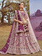 Load image into Gallery viewer, Purple Pure silk Moti, Coding embroidery Semi-Stitched Bridel Lehenga choli &amp; Dupatta ClothsVilla