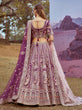 Load image into Gallery viewer, Purple Pure silk Moti, Coding embroidery Semi-Stitched Bridel Lehenga choli &amp; Dupatta ClothsVilla