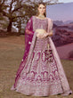 Load image into Gallery viewer, Purple Pure silk Moti, Sequins embroidery Semi-Stitched Bridel Lehenga choli &amp; Dupatta ClothsVilla