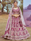 Purple Pure silk Moti, Sequins embroidery Semi-Stitched Bridel Lehenga choli & Dupatta ClothsVilla