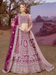 Load image into Gallery viewer, Purple Pure silk Moti, Sequins embroidery Semi-Stitched Bridel Lehenga choli &amp; Dupatta ClothsVilla