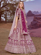 Load image into Gallery viewer, Purple Pure silk Moti, Sequins embroidery Semi-Stitched Bridel Lehenga choli &amp; Dupatta ClothsVilla