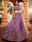 Purple Pure Tissue Semi-Stitched Lehenga Choli Set with Zarkan ClothsVilla