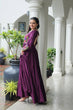 Load image into Gallery viewer, Purple Rayon Kutchi Gamthi Work Gown with 3-Layer Frill &amp; 12 Meter Flair ClothsVilla