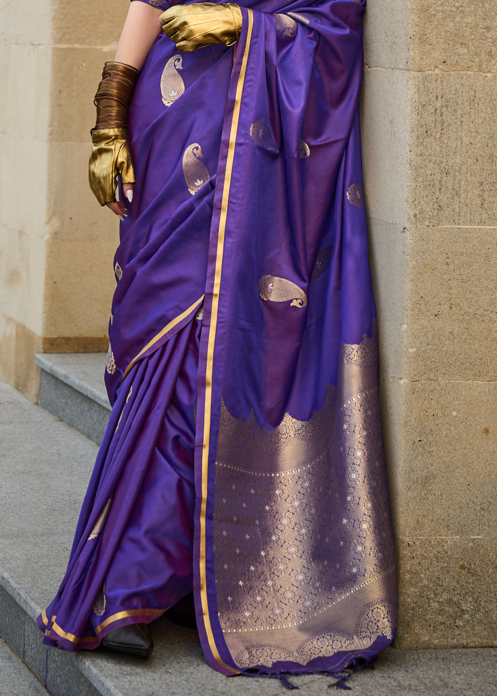 Purple Regal Banarasi Satin Silk Saree – Timeless Elegance ClothsVilla