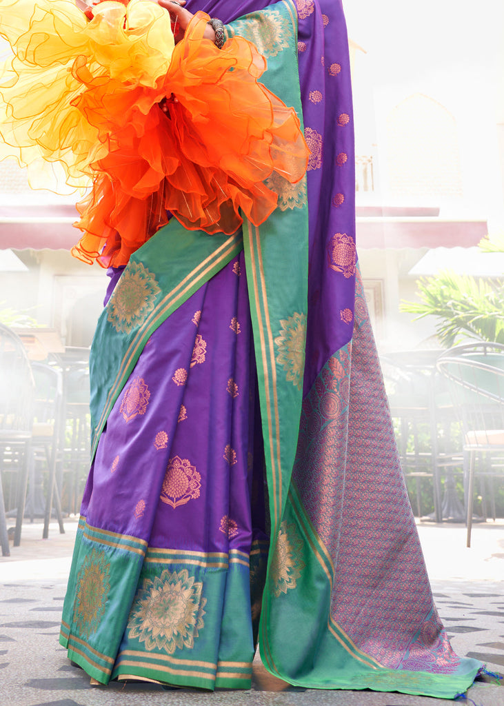 Purple Regal Banarasi Silk Saree – Vintage Elegance with Intricate Detailing ClothsVilla