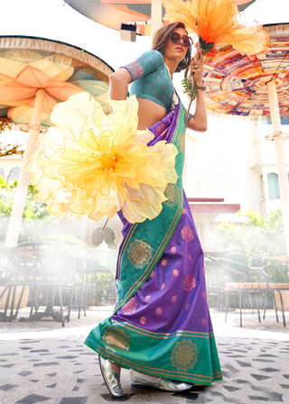 Purple Regal Banarasi Silk Saree – Vintage Elegance with Intricate Detailing ClothsVilla