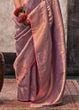 Load image into Gallery viewer, Purple Regal Banarasi Silk Saree with Gold &amp; Silver Zari Brocade Work ClothsVilla