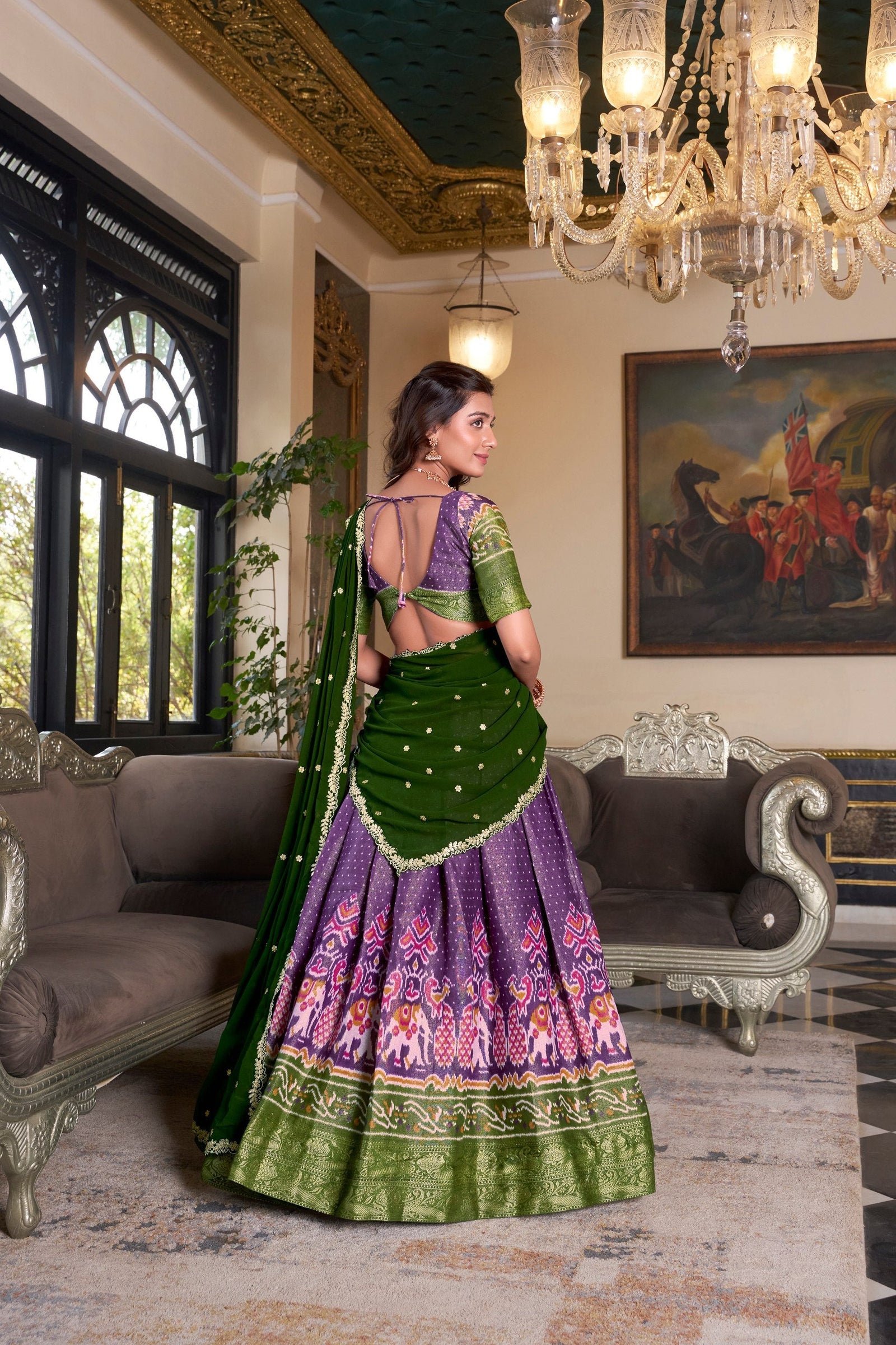 Purple Regal Kanchipuram Zari Woven Lehenga Set with Embroidered Georgette Dupatta – Stitched Lehenga & Unstitched Blouse Clothsvilla