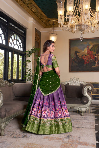 Purple Regal Kanchipuram Zari Woven Lehenga Set with Embroidered Georgette Dupatta – Stitched Lehenga & Unstitched Blouse Clothsvilla