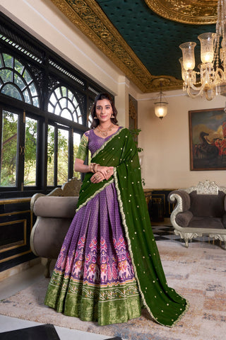 Purple Regal Kanchipuram Zari Woven Lehenga Set with Embroidered Georgette Dupatta – Stitched Lehenga & Unstitched Blouse Clothsvilla