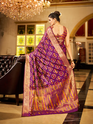 Purple Regal Kanjeevaram Organza Saree with Zari Woven Border Clothsvilla
