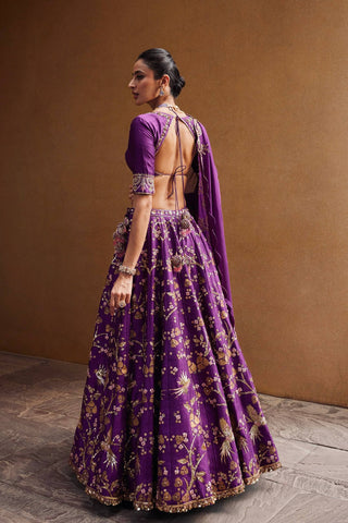 Purple Regal Thai Silk Lehenga Set with Sequins, Zari & Dori Work ClothsVilla