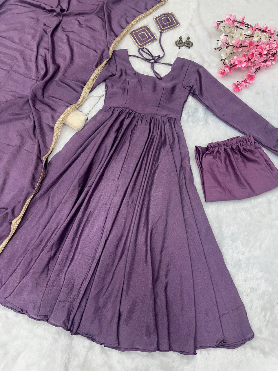 Purple Ri8 Fashion Exclusive Chinnon Silk Anarkali Set Clothsvilla Main image