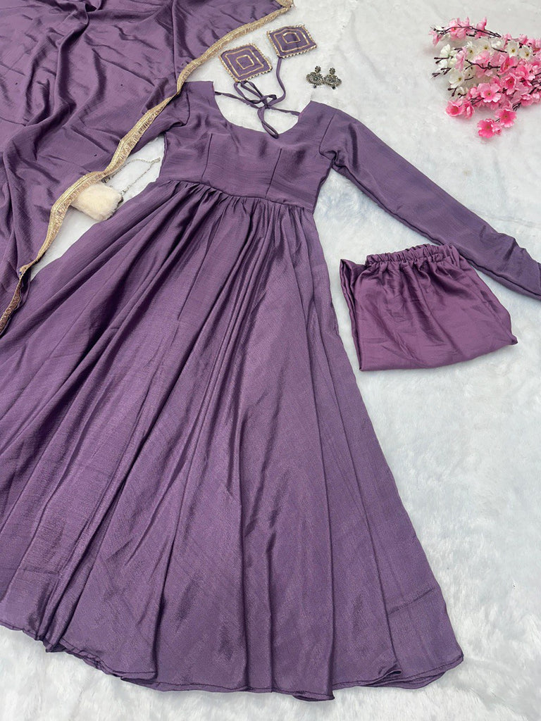 Purple Ri8 Fashion Exclusive Chinnon Silk Anarkali Set Clothsvilla