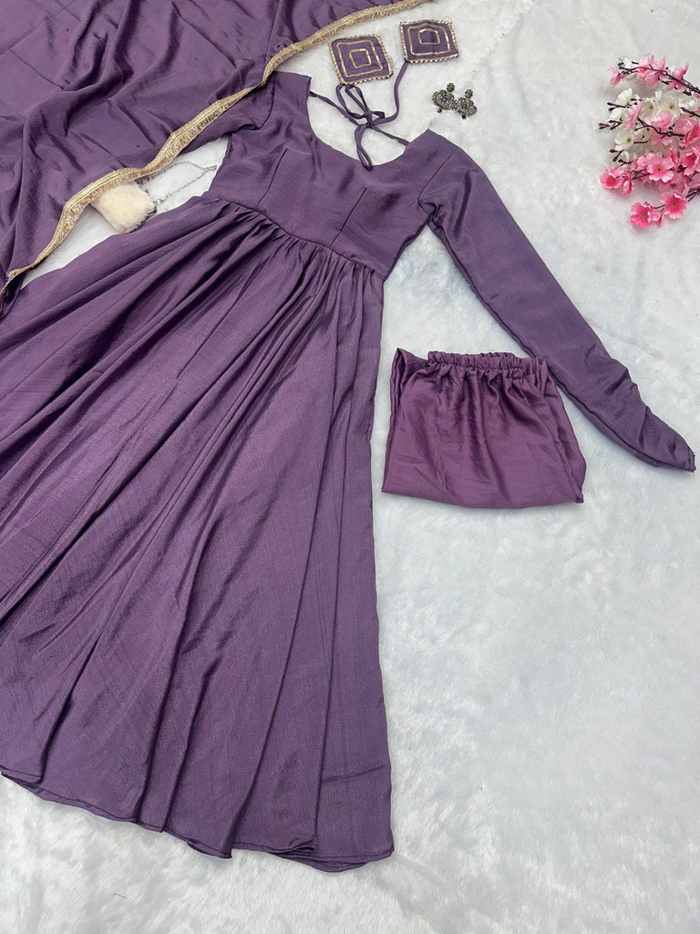 Purple Ri8 Fashion Exclusive Chinnon Silk Anarkali Set Clothsvilla