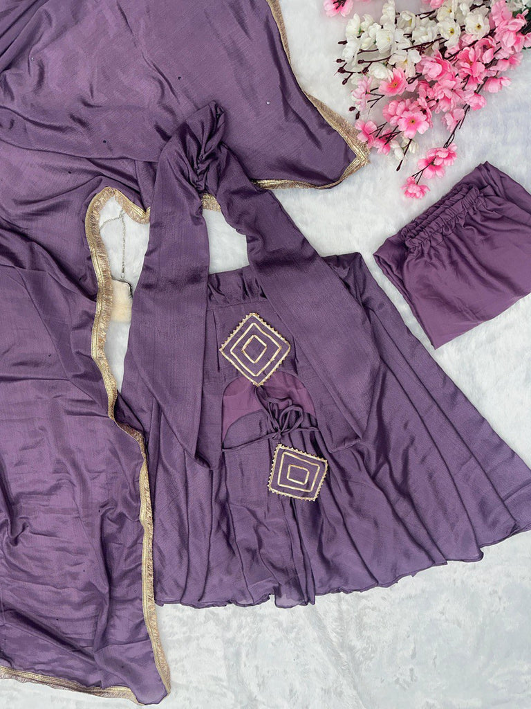 Purple Ri8 Fashion Exclusive Chinnon Silk Anarkali Set Clothsvilla