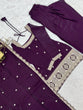 Load image into Gallery viewer, Purple Roman Silk Farshi Shalwar Set ClothsVilla