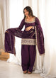 Load image into Gallery viewer, Purple Roman Silk Farshi Shalwar Set ClothsVilla
