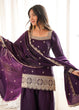 Load image into Gallery viewer, Purple Roman Silk Farshi Shalwar Set ClothsVilla