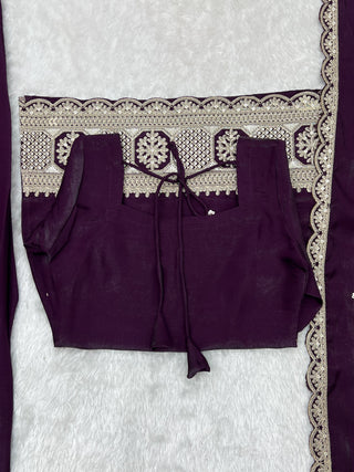 Purple Roman Silk Farshi Shalwar Set ClothsVilla
