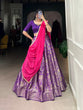 Load image into Gallery viewer, Purple Royal Drape Jacquard Silk Lehenga  Majestic Elegance
