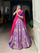 Load image into Gallery viewer, Purple Royal Drape Jacquard Silk Lehenga  Majestic Elegance