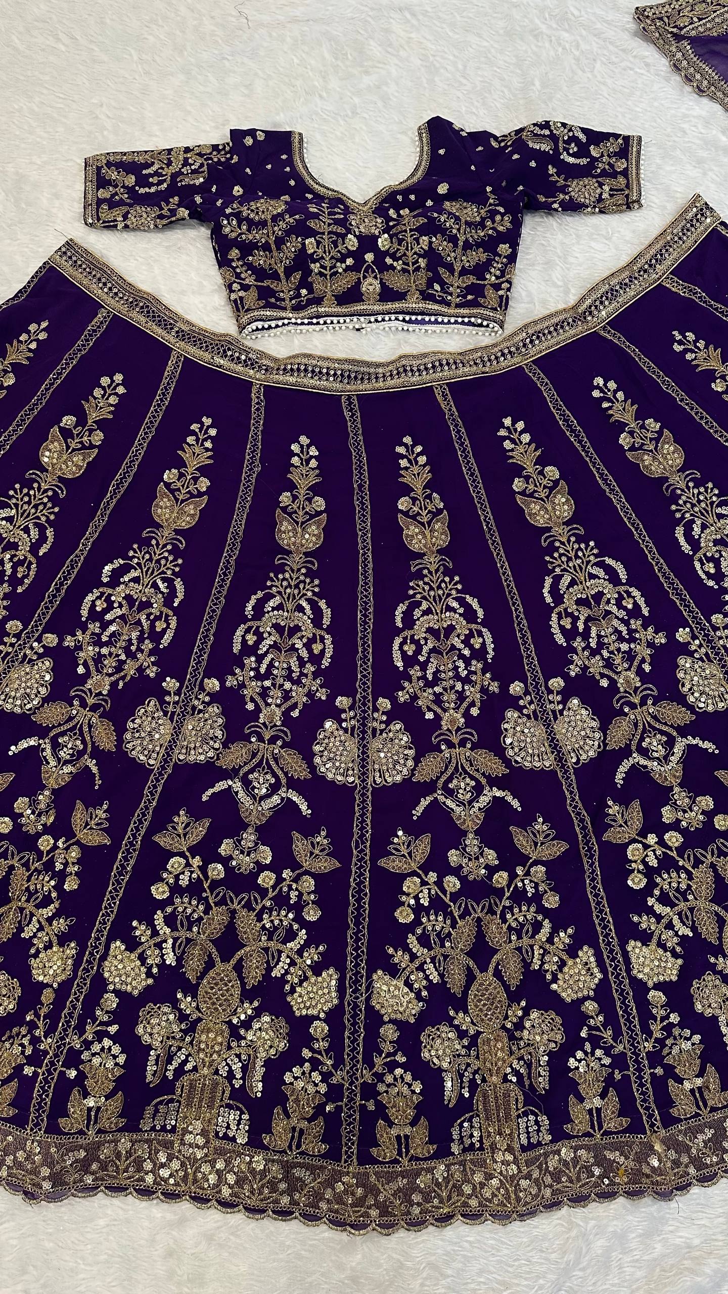 Purple Royal Luxe Sequin & Zari Lehenga Choli ClothsVilla