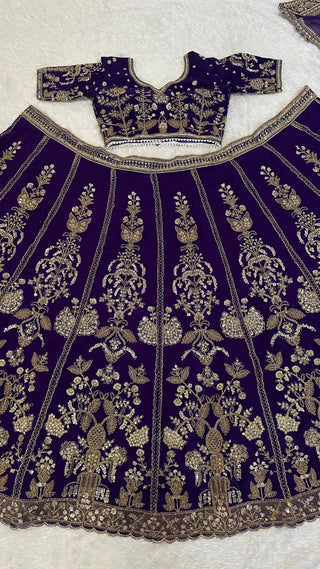 Purple Royal Luxe Sequin & Zari Lehenga Choli ClothsVilla