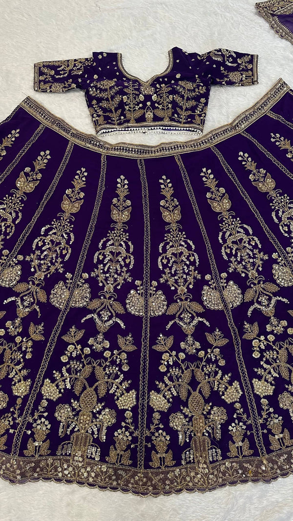 Purple Royal Luxe Sequin & Zari Lehenga Choli ClothsVilla