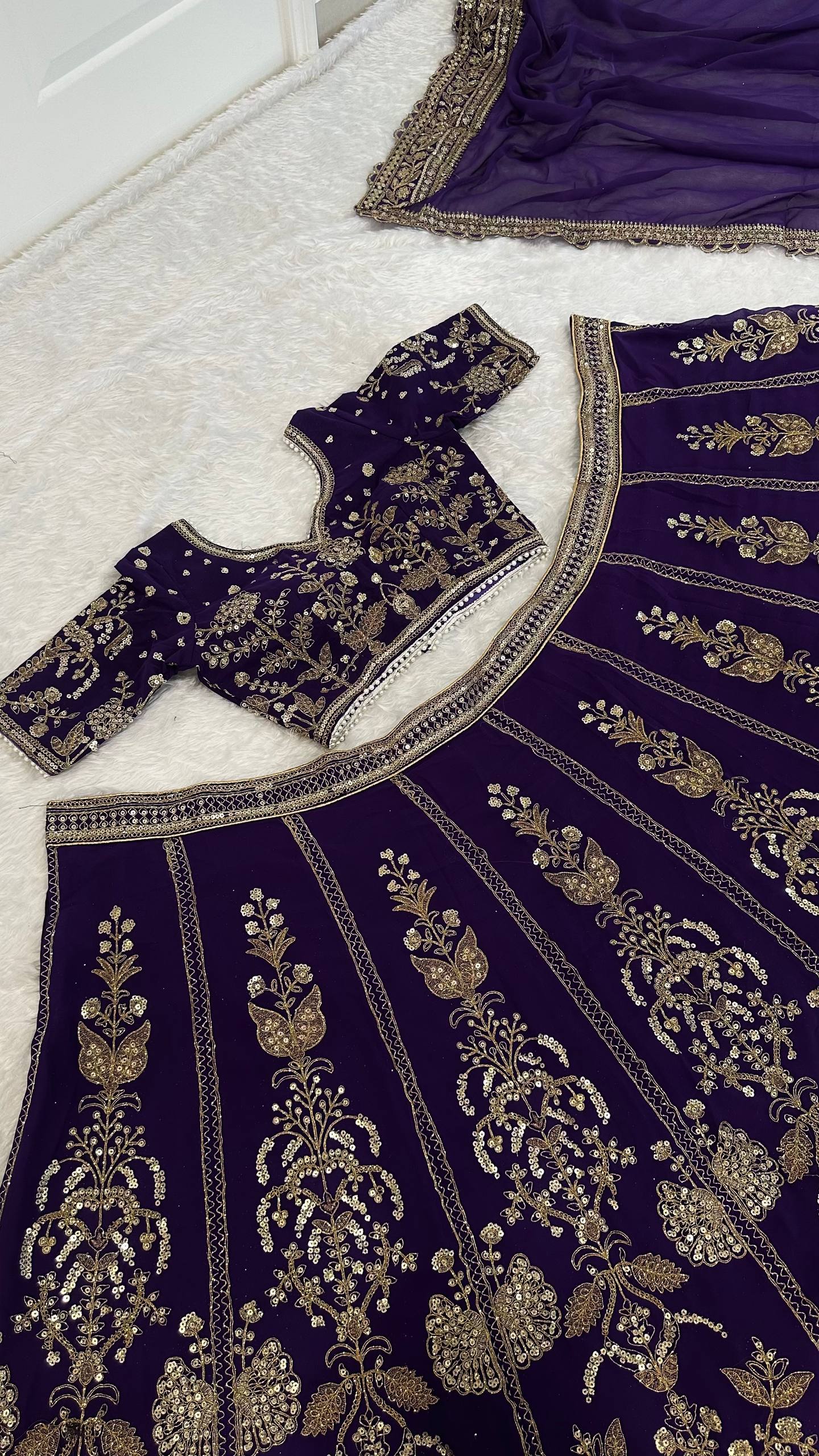 Purple Royal Luxe Sequin & Zari Lehenga Choli ClothsVilla