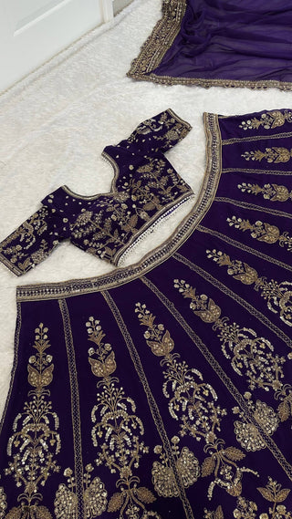Purple Royal Luxe Sequin & Zari Lehenga Choli ClothsVilla