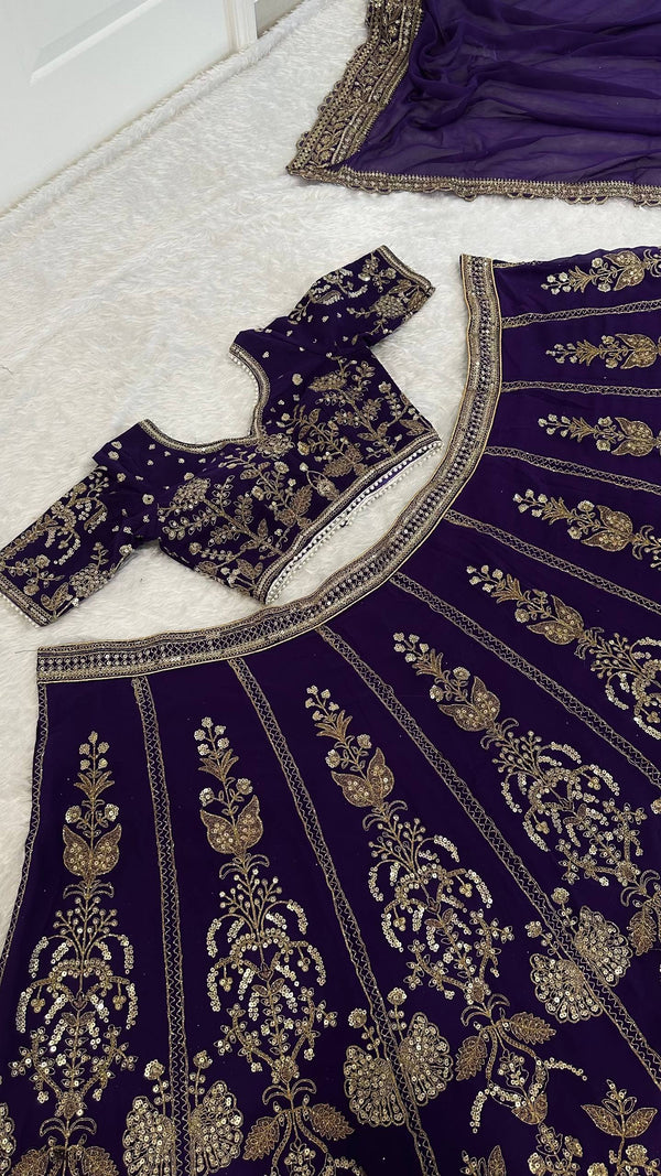 Purple Royal Luxe Sequin & Zari Lehenga Choli ClothsVilla