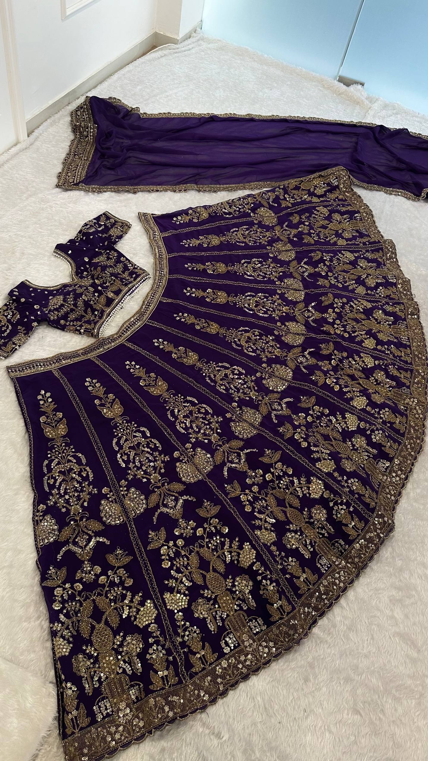 Purple Royal Luxe Sequin & Zari Lehenga Choli ClothsVilla