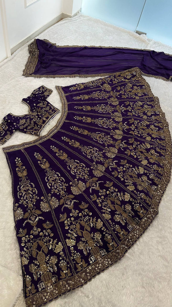 Purple Royal Luxe Sequin & Zari Lehenga Choli ClothsVilla
