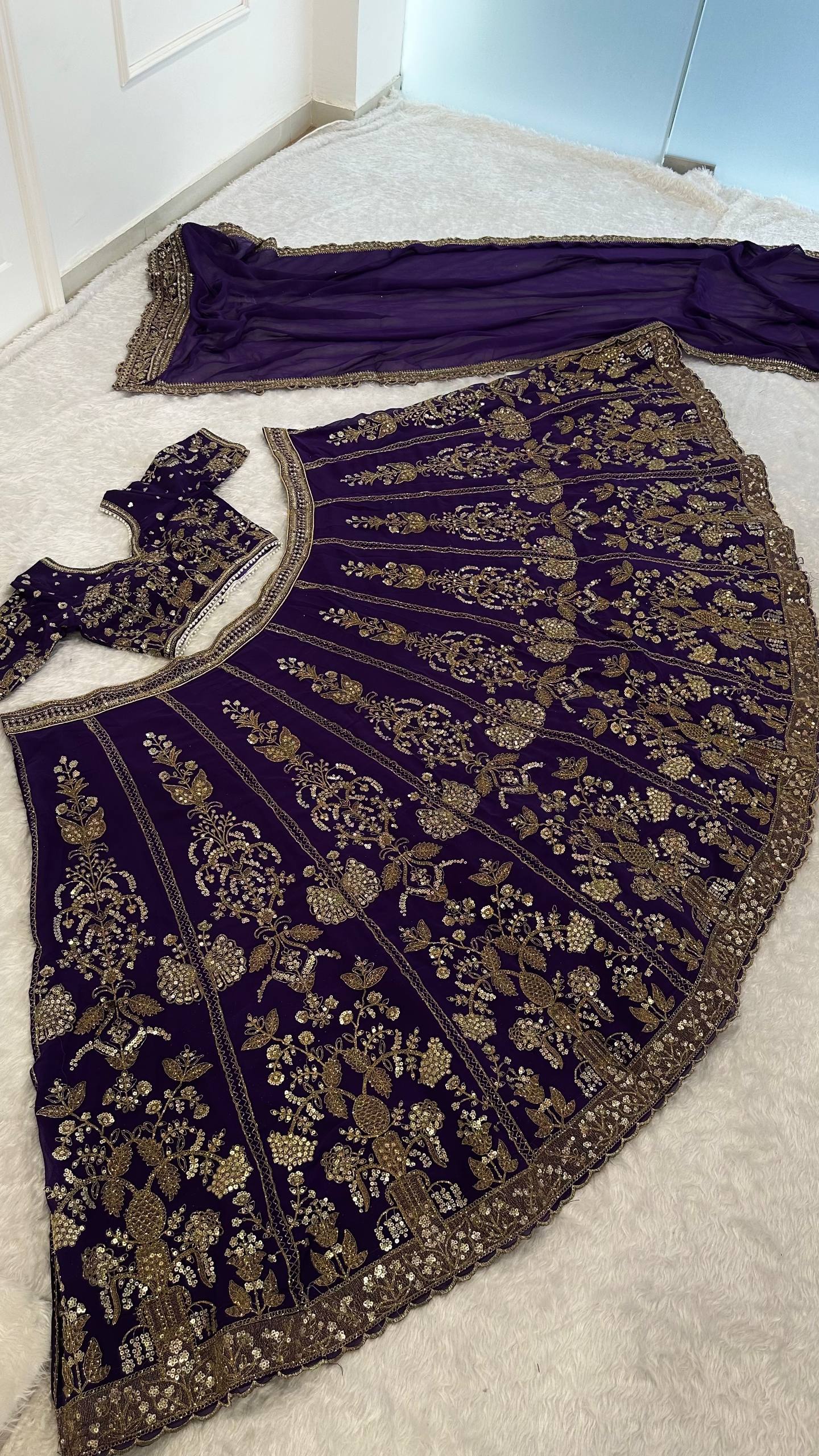 Purple Royal Luxe Sequin & Zari Lehenga Choli ClothsVilla