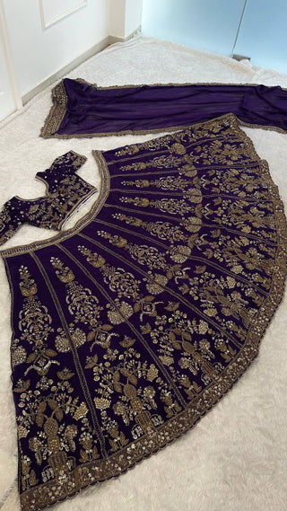 Purple Royal Luxe Sequin & Zari Lehenga Choli ClothsVilla