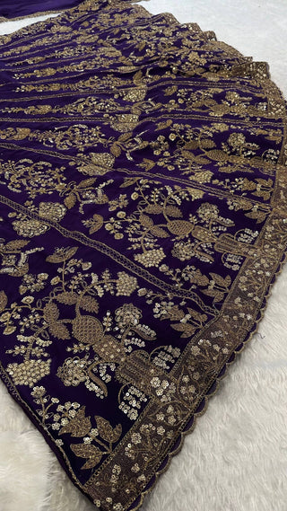 Purple Royal Luxe Sequin & Zari Lehenga Choli ClothsVilla