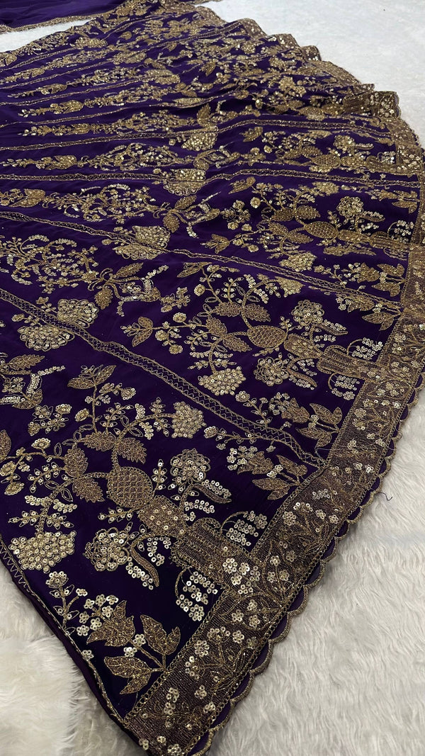 Purple Royal Luxe Sequin & Zari Lehenga Choli ClothsVilla