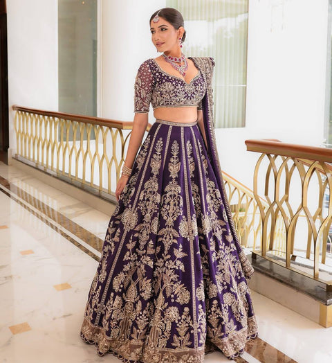 Purple Royal Luxe Sequin & Zari Lehenga Choli ClothsVilla Main image