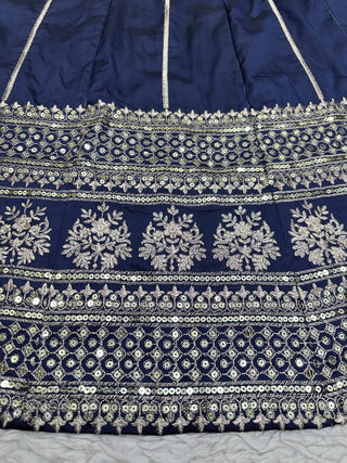Blue Royal Tapeta Silk Lehenga Set with Sequin Embroidery & Organza Dupatta ClothsVilla