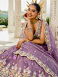 Load image into Gallery viewer, Purple Satin Silk Sequins &amp; Embroidery Lehenga Choli with Ethnic Dupatta – Fully Stitched ClothsVilla