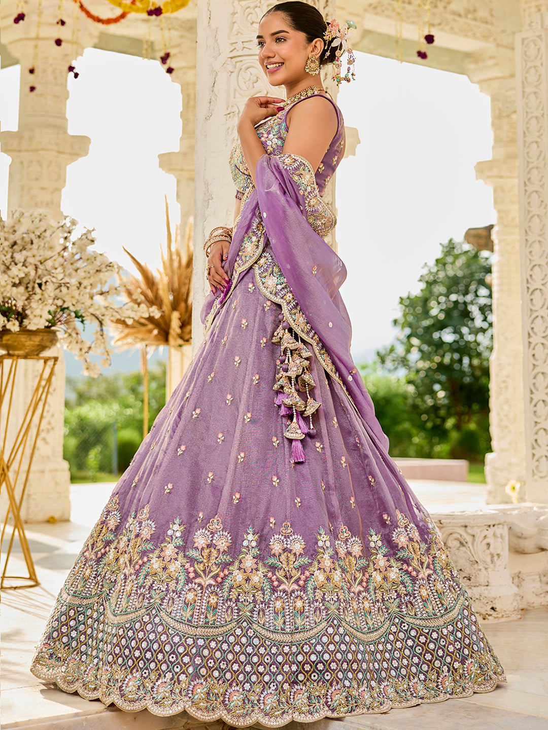 Purple Satin Silk Sequins & Embroidery Lehenga Choli with Ethnic Dupatta – Fully Stitched ClothsVilla