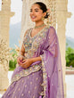 Load image into Gallery viewer, Purple Satin Silk Sequins &amp; Embroidery Lehenga Choli with Ethnic Dupatta – Fully Stitched ClothsVilla