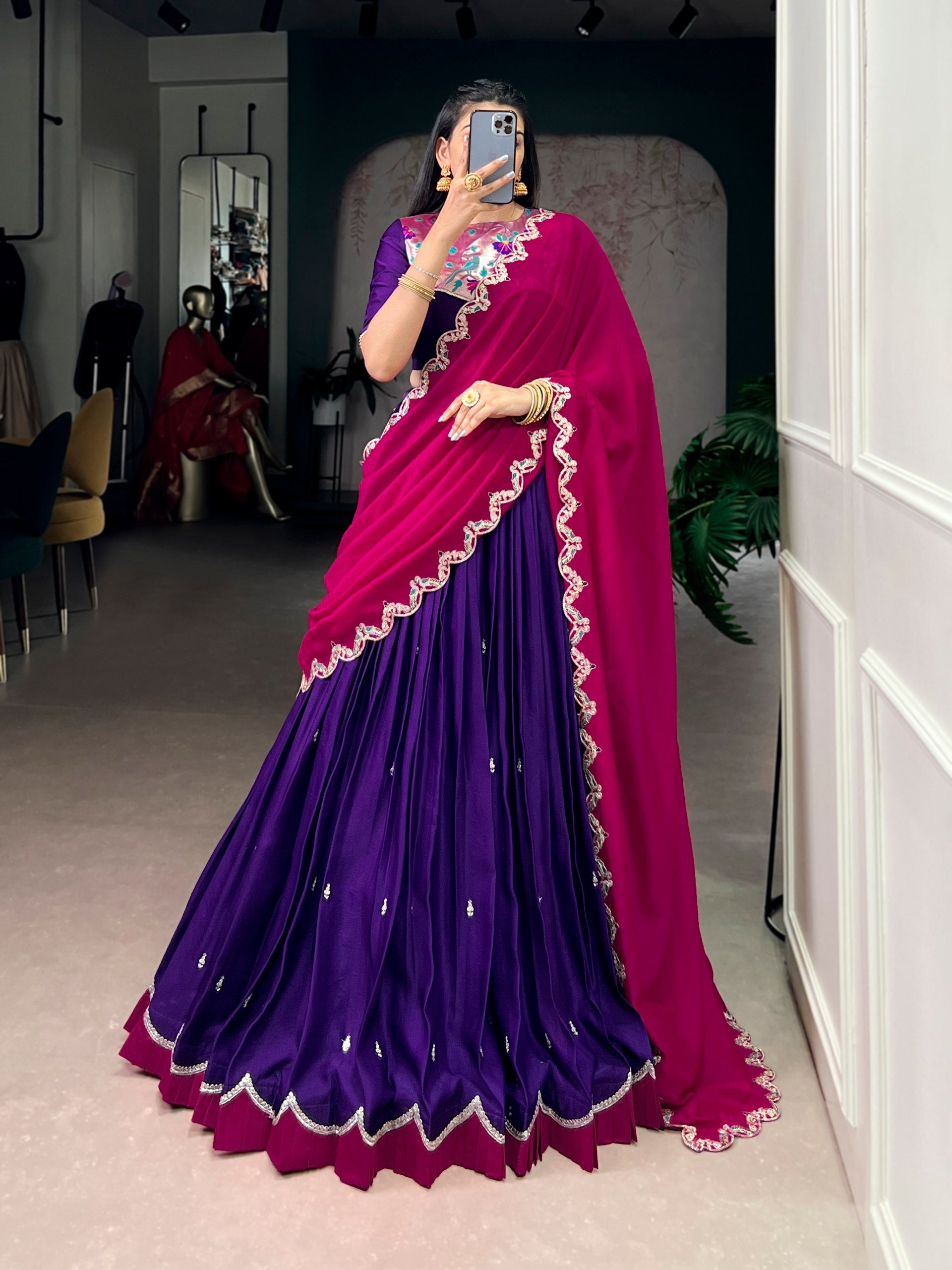 Purple Sequins Lehenga Set with Dupatta Clothsvilla Main image