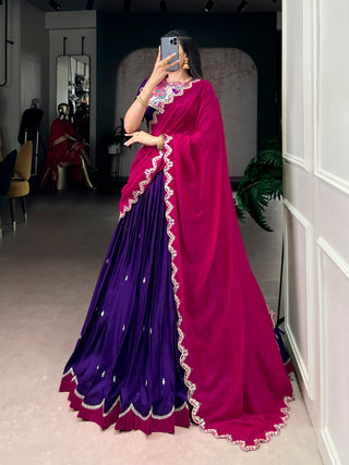 Purple Sequins Lehenga Set with Dupatta Clothsvilla