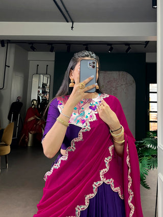 Purple Sequins Lehenga Set with Dupatta Clothsvilla