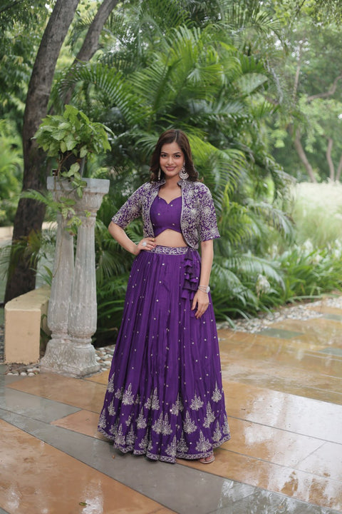 Premium Readymade Lehenga Choli Collection - Stunning Purple Co-Ord Set ClothsVilla.com Main image