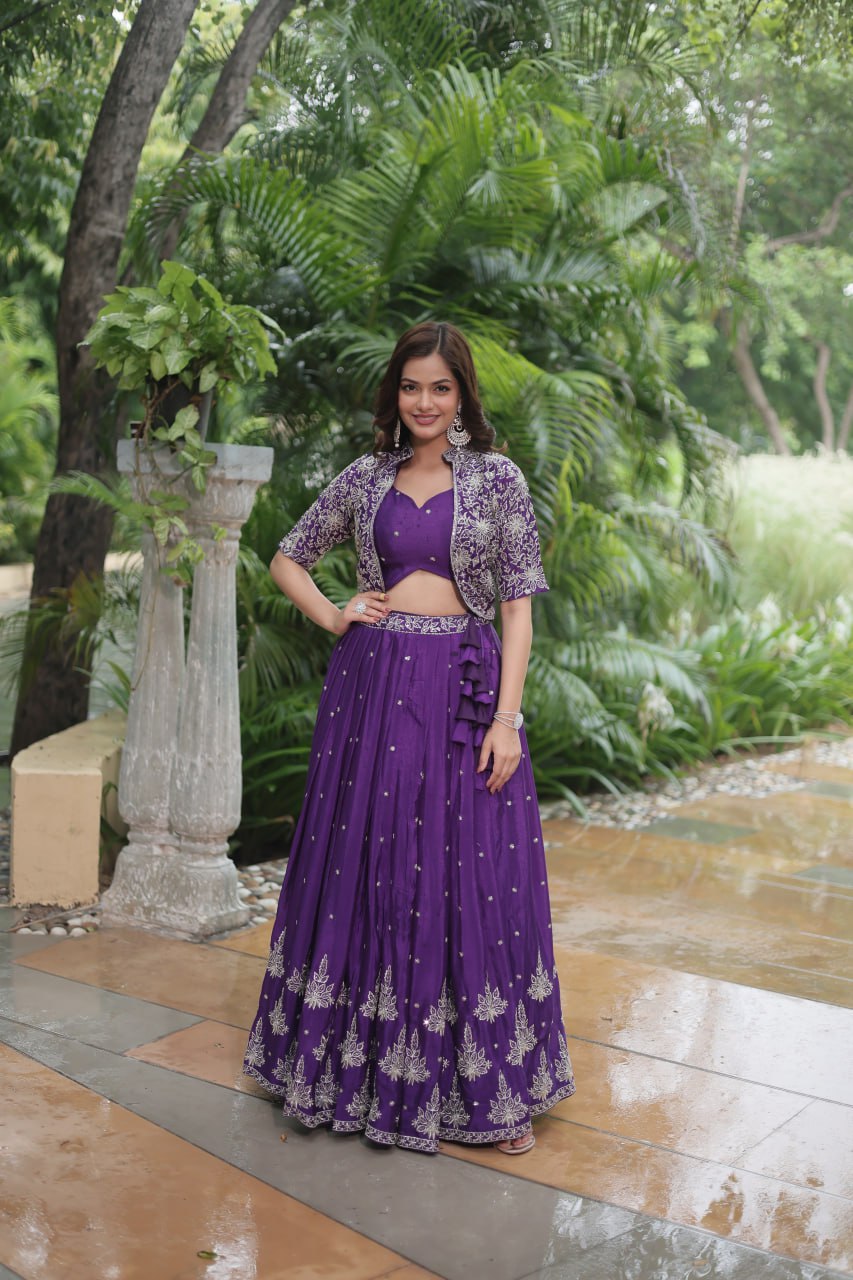Premium Readymade Lehenga Choli Collection - Stunning Purple Co-Ord Set ClothsVilla.com Main image